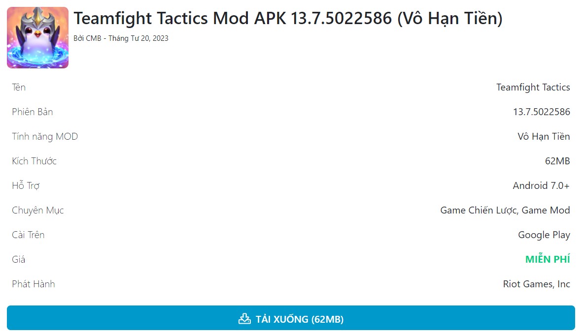 Teamfight Tactics Mod APK 13.7.5022586