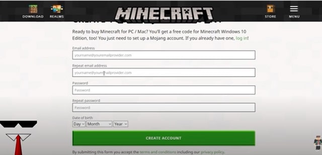 Bước 2 - tạo tài khoản Minecraft mới