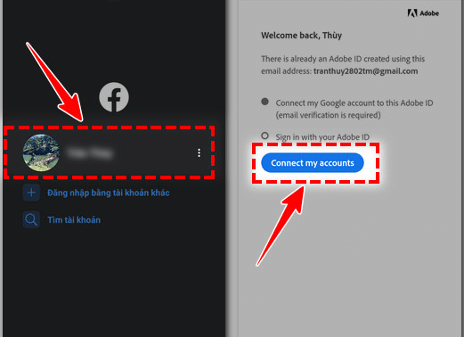 Chọn Connect my accounts