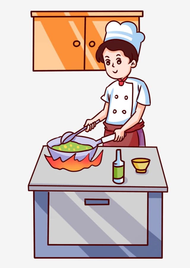 vẽ đầu bếp đang nấu ăn cute