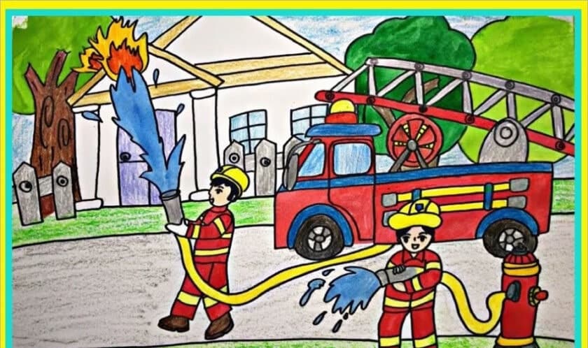 vẽ tranh chủ đề ước mơ của em làm người lính cứu hỏa