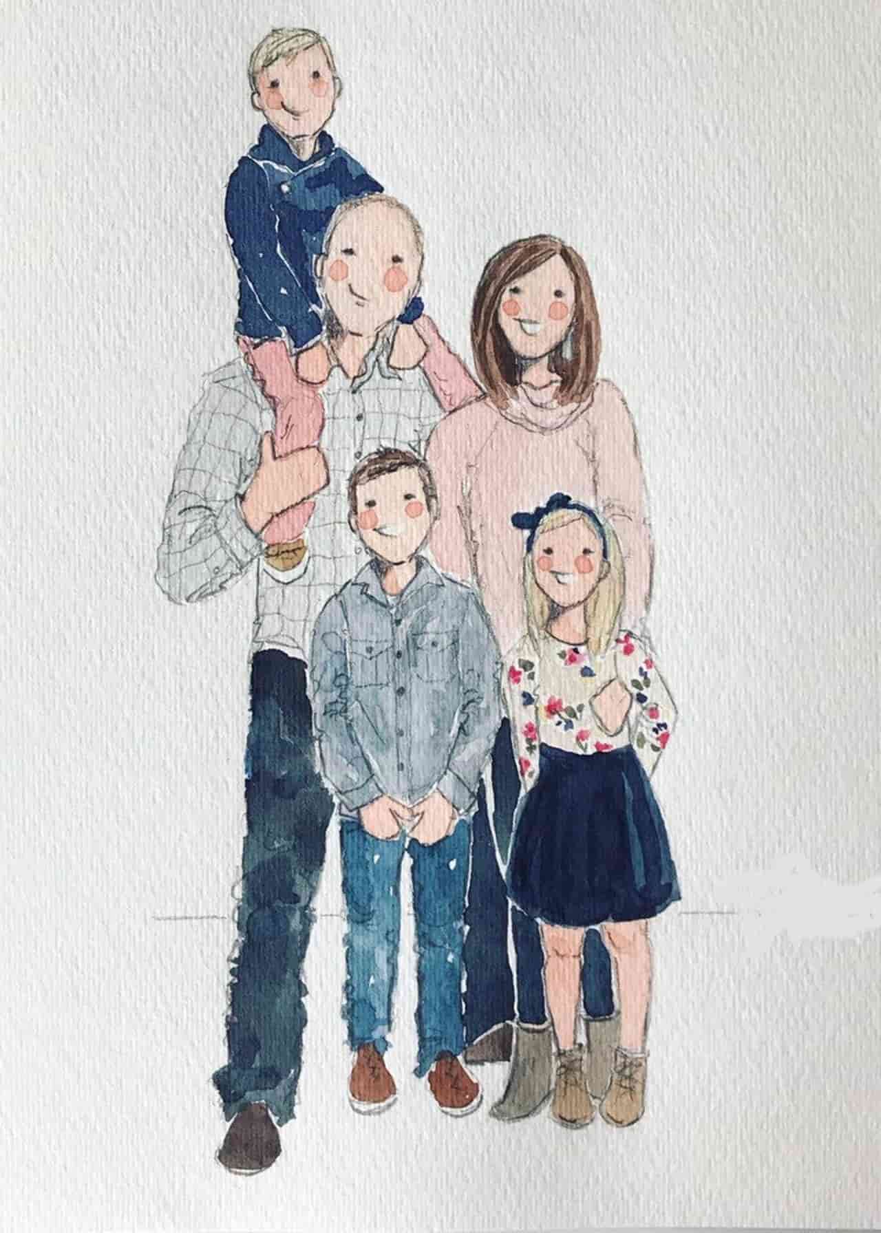 Bức tranh gia đình 5 người sáng tạo