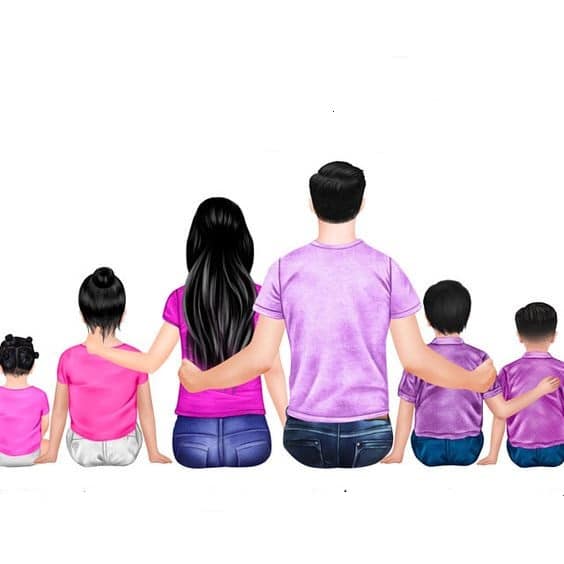Bức tranh gia đình 6 người độc lạ