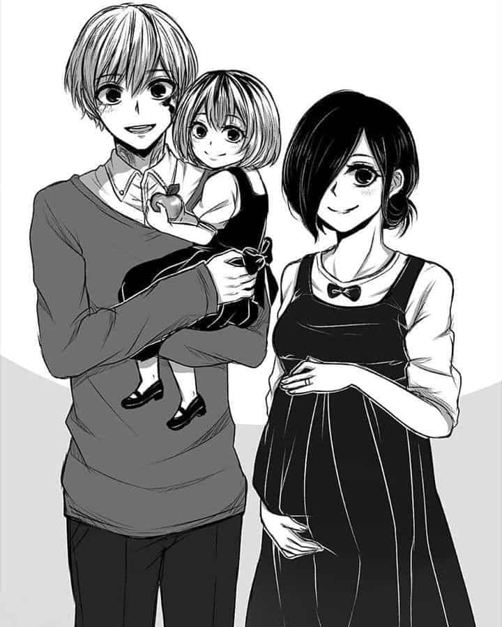 Bức tranh gia đình anime đơn giản