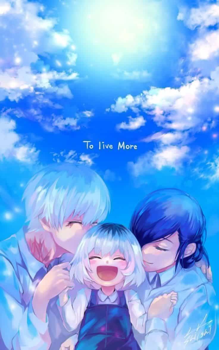 Bức tranh gia đình anime siêu dễ thương