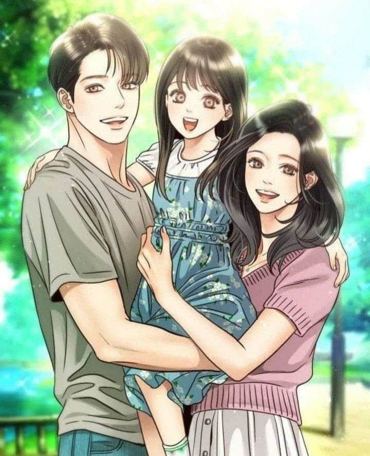 Bức tranh gia đình anime siêu đẹp