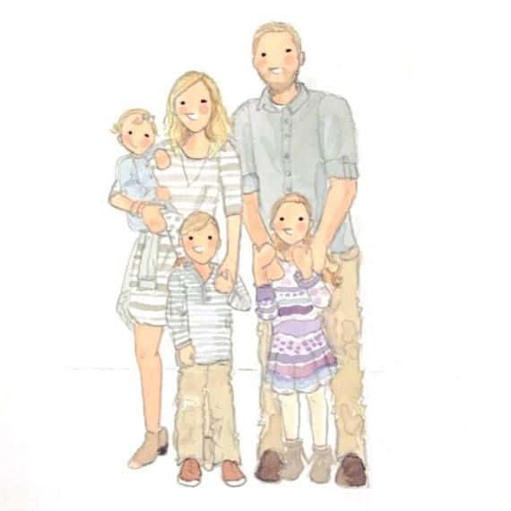 Bức tranh về gia đình 5 người đặc sắc