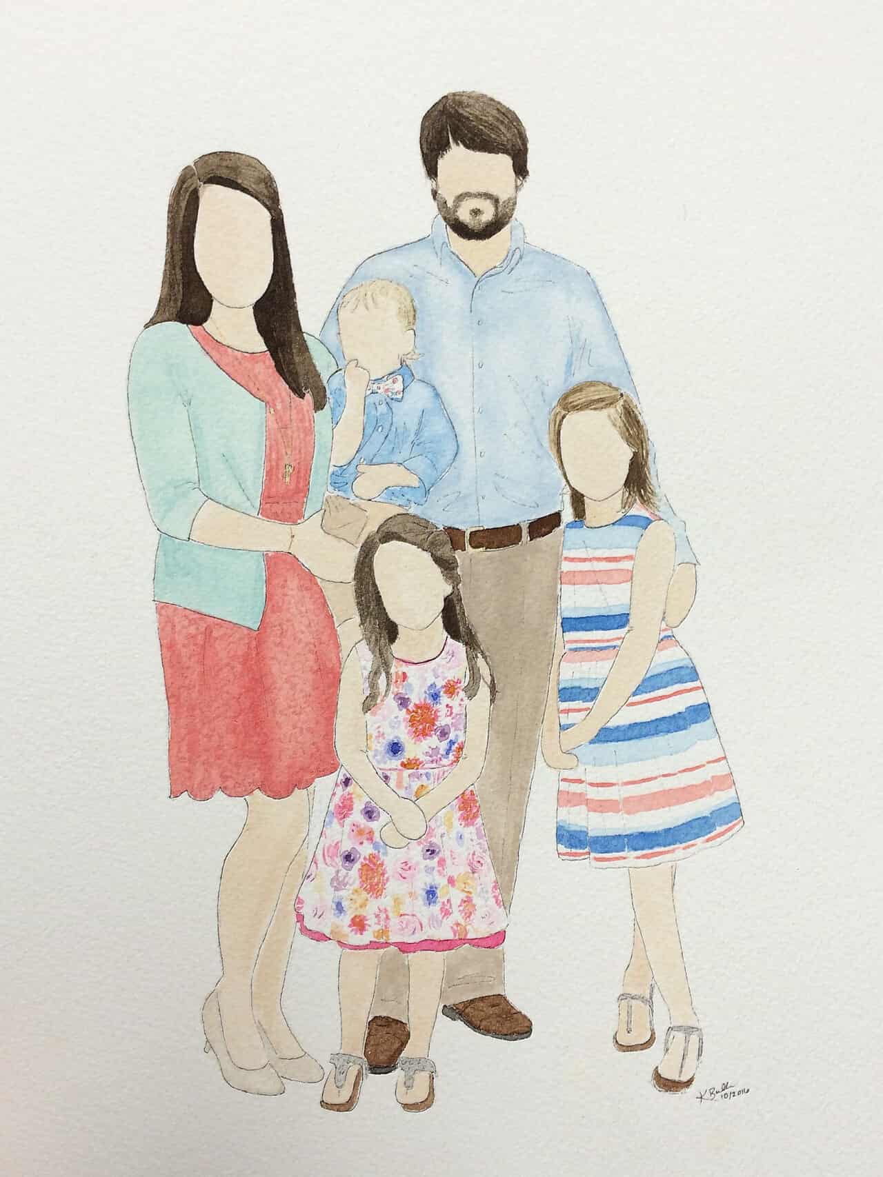 Bức tranh về gia đình 5 người đẹp