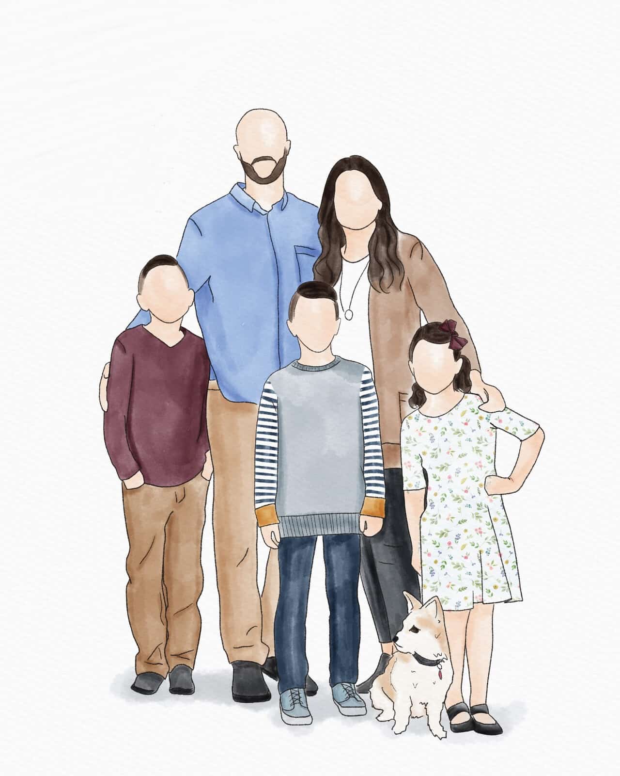 Bức tranh về gia đình 5 người siêu đẹp