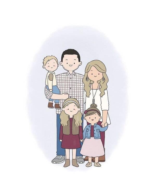 Bức tranh về gia đình 5 người xinh nhất