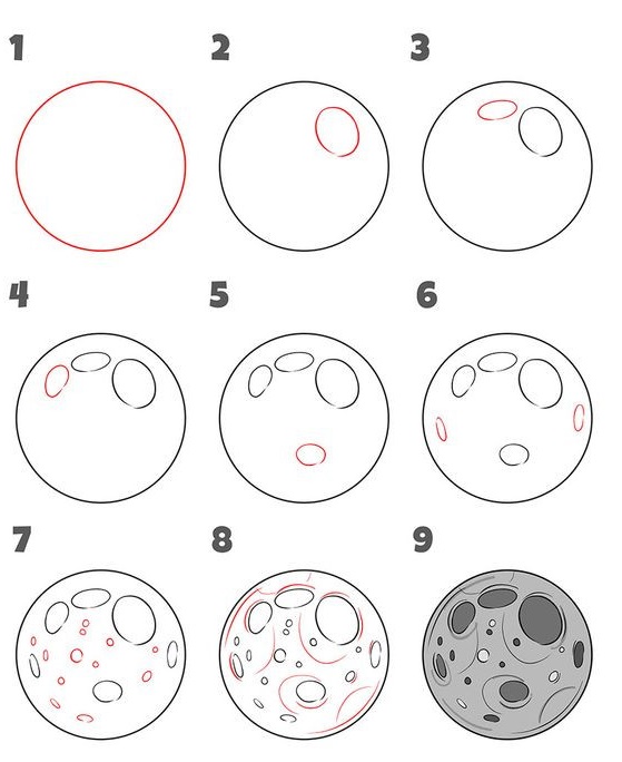 Cách vẽ mặt trăng