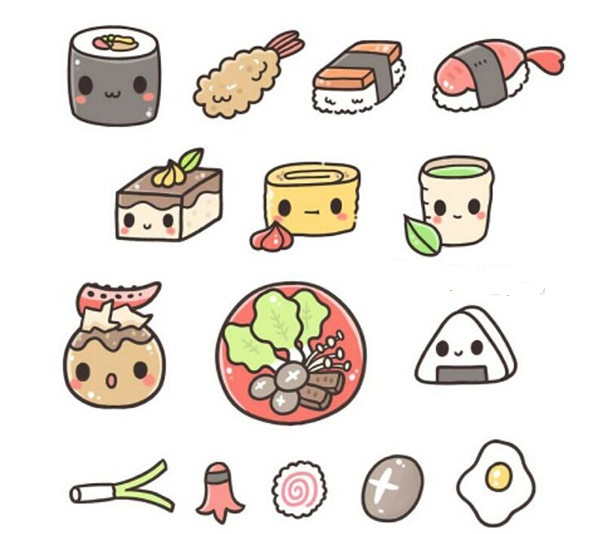Chibi kawaii hình đồ ăn đơn giản