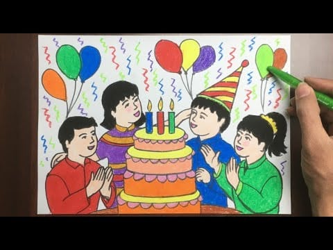 Hình vẽ tặng sinh nhật bố mẹ đặc sắc
