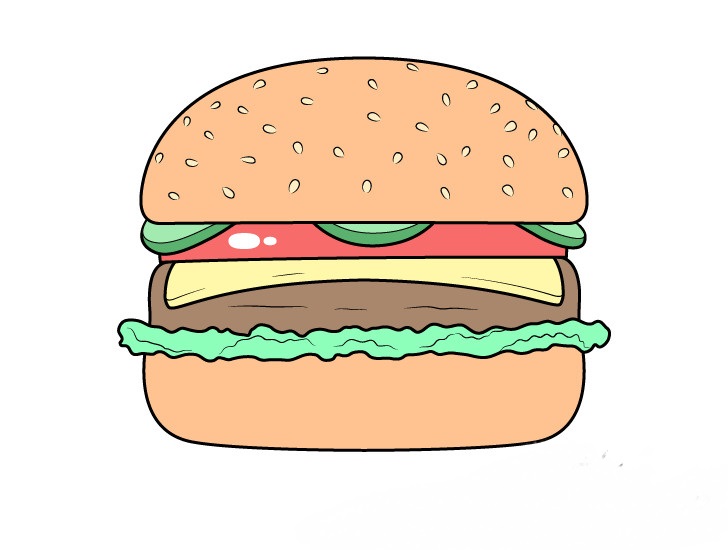 Tranh bánh hamburger dễ nhất