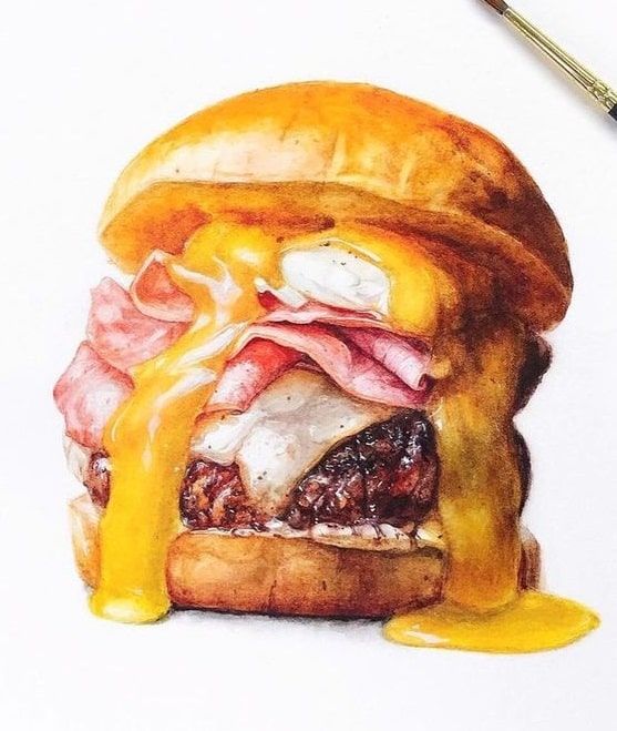 Tranh bánh hamburger sáng tạo