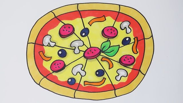 Tranh bánh pizza cute
