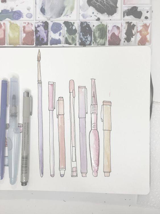 Tranh bút bi màu đơn giản