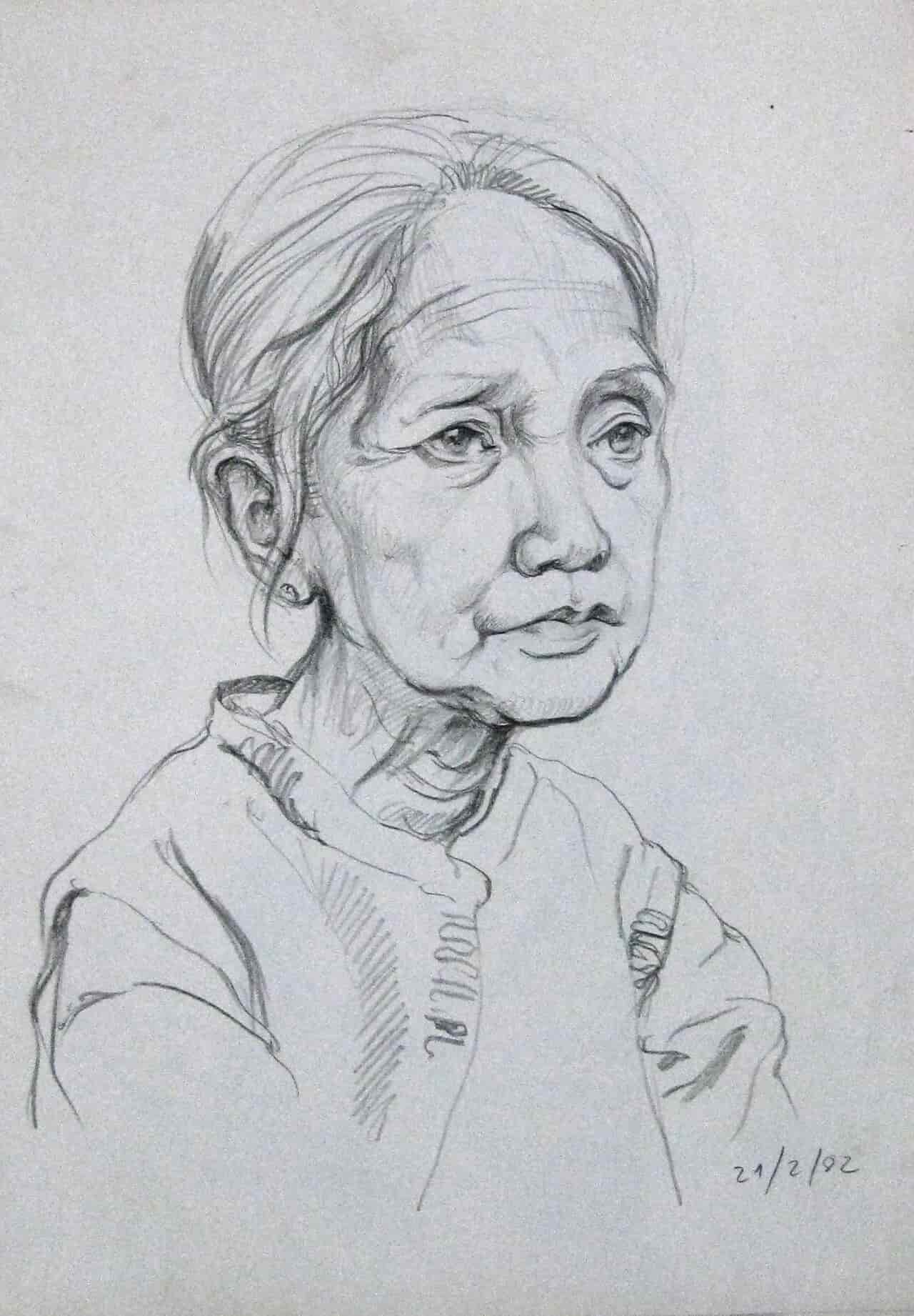 Tranh chân dung mẹ bằng bút chì ý nghĩa