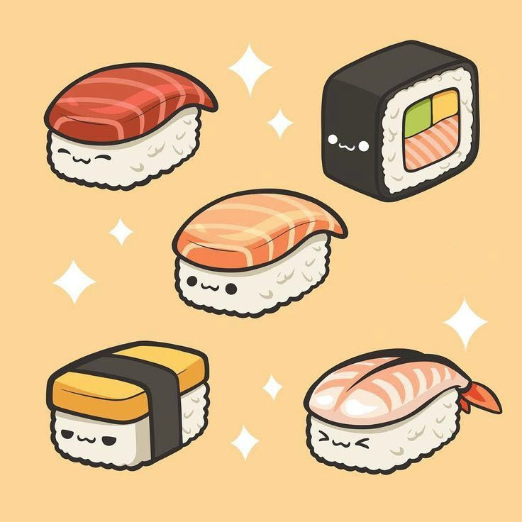 Tranh đồ ăn sushi cute