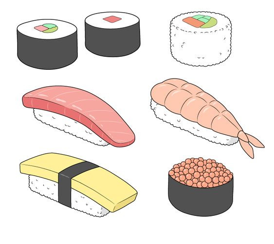 Tranh đồ ăn sushi siêu dễ