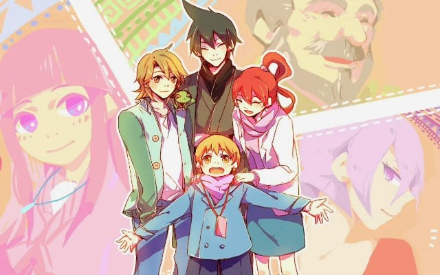 Tranh gia đình 4 người anime siêu đẹp