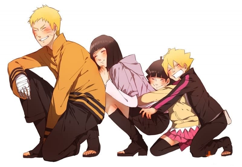 Tranh gia đình 4 người anime thú vị