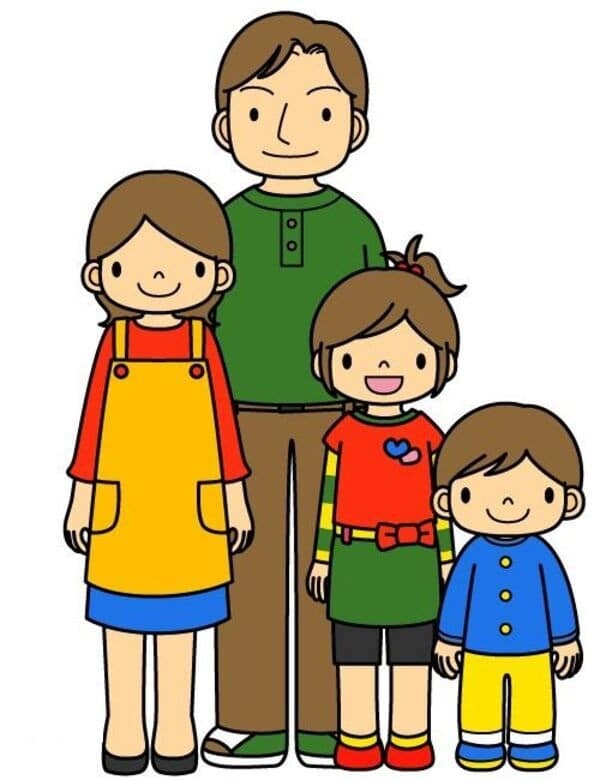 Tranh gia đình 4 người đơn giản