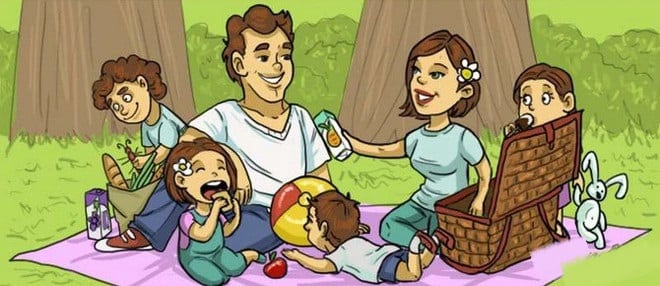 Tranh gia đình đi picnic đẹp nhất