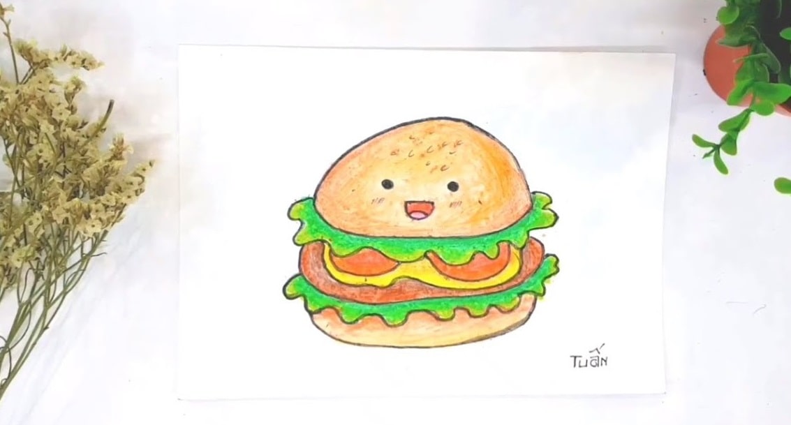 Tranh hamburger cute