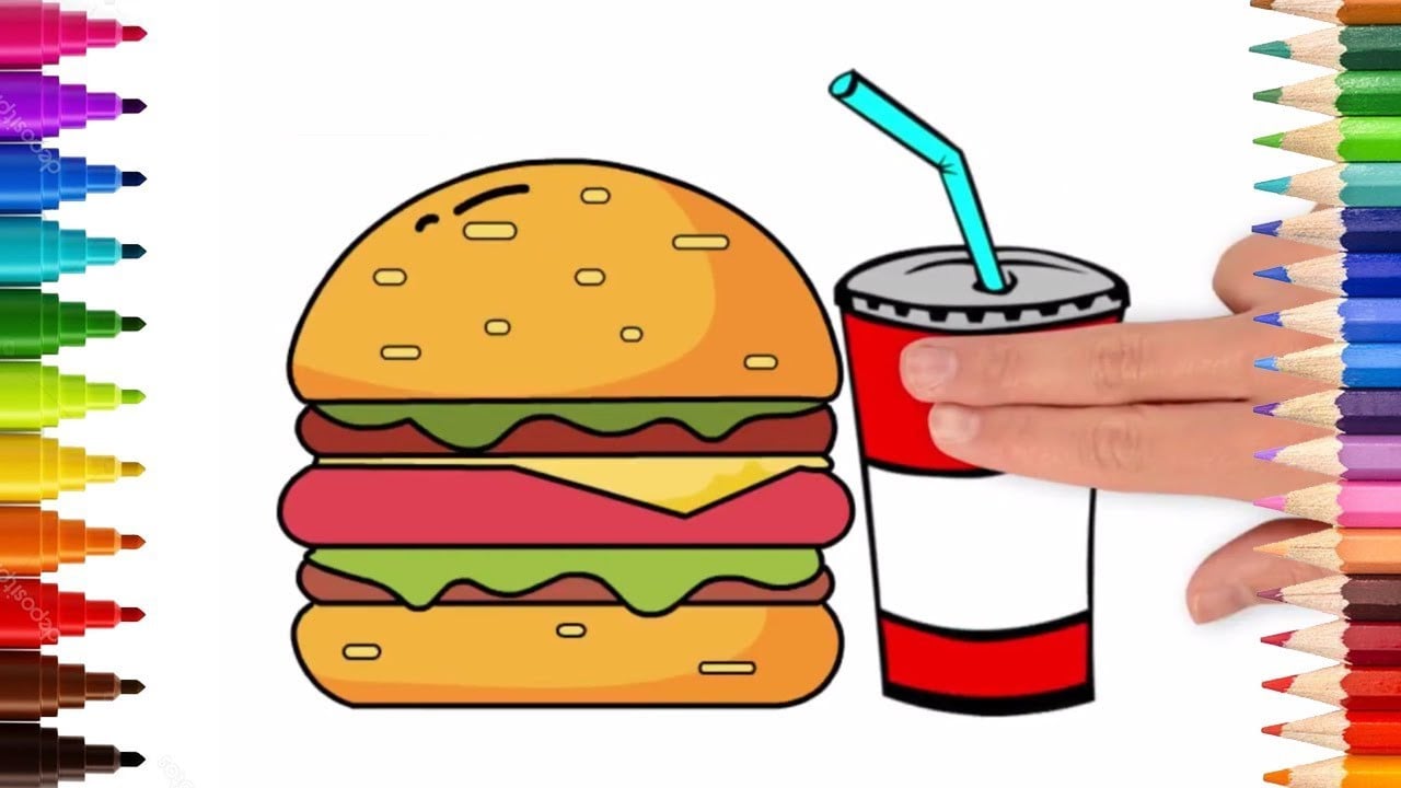 Tranh hamburger đơn giản