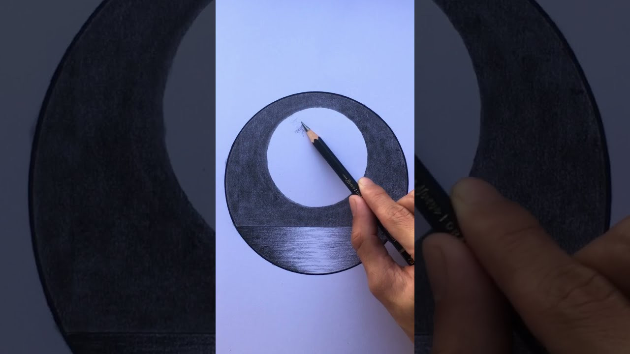 Tranh mặt trăng bằng bút chì siêu đẹp