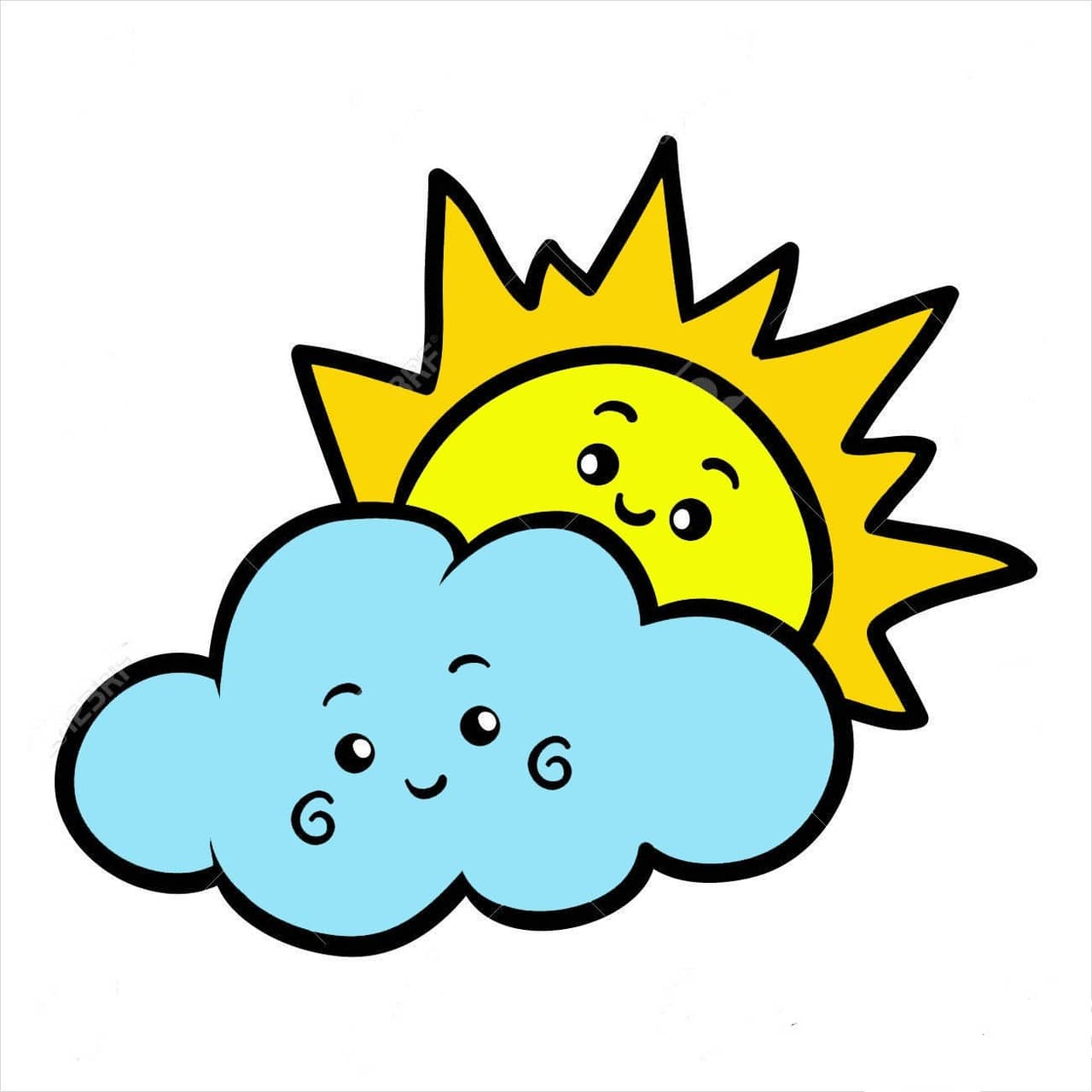 Tranh mặt trời và những đám mây đơn giản