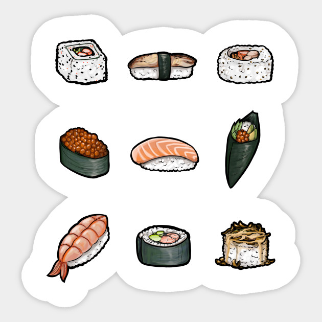 Tranh sticker sushi đa dạng