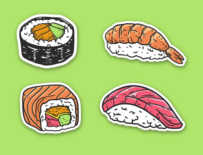 Tranh sticker sushi đặc sắc