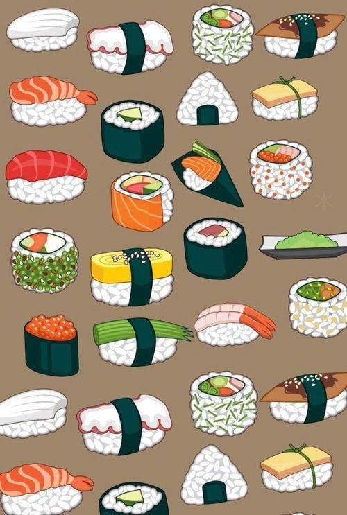 Tranh sushi đồ ăn đa dạng