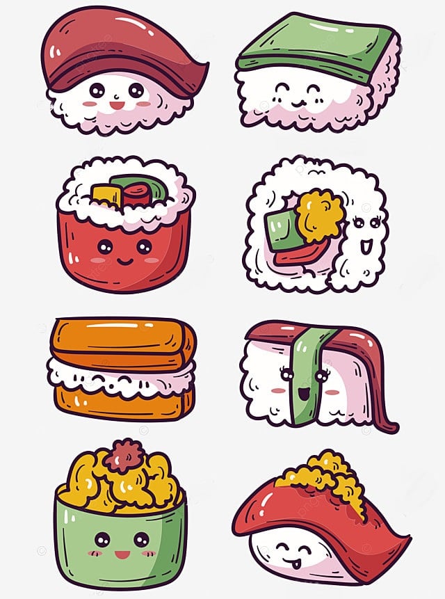 Tranh sushi đồ ăn dễ thương