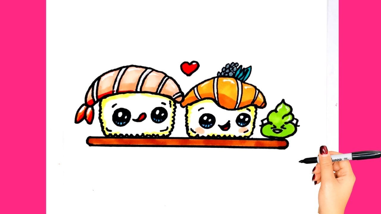 Tranh sushi đồ ăn đơn giản