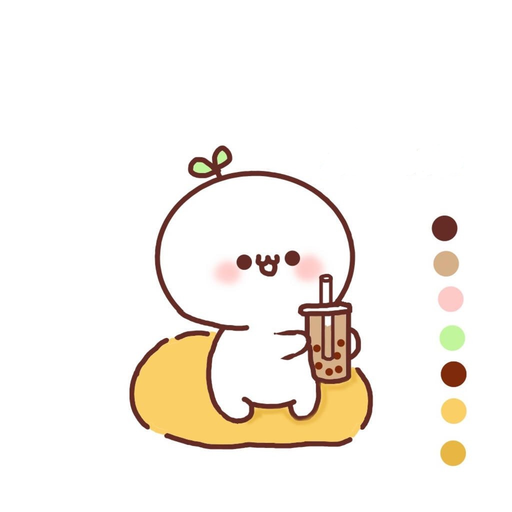 Tranh trà sữa chibi cute