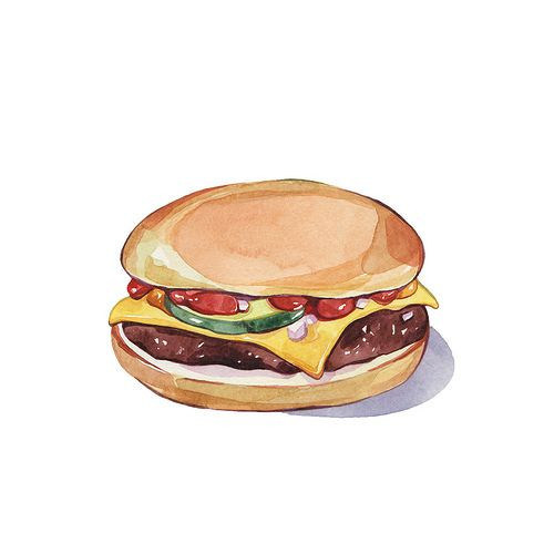 Tranh về bánh hamburger đặc sắc