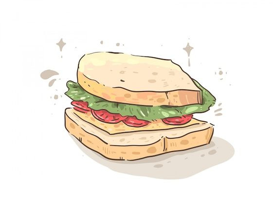 Tranh về bánh mì sandwich đơn giản