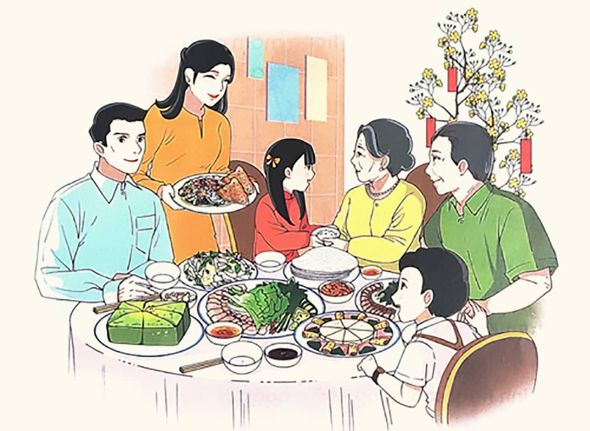 Tranh về bữa cơm trắng mái ấm gia đình đẹp nhất nhất