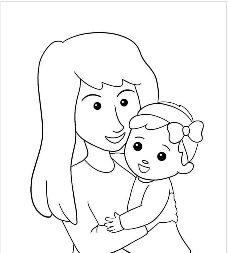 Tranh vẽ mẹ và con gái đơn giản