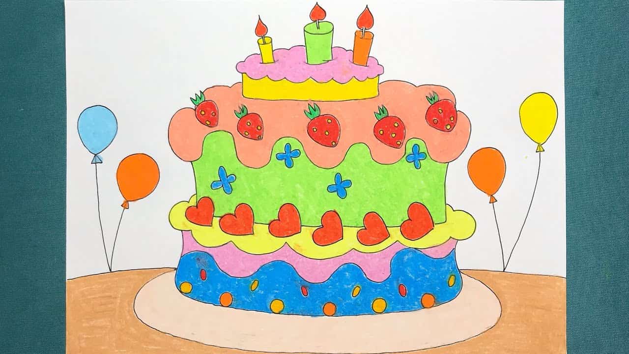 Vẽ bánh sinh nhật tặng mẹ đơn giản