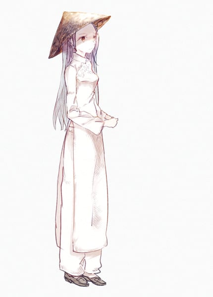 Vẽ cô giáo anime mặc áo dài đẹp