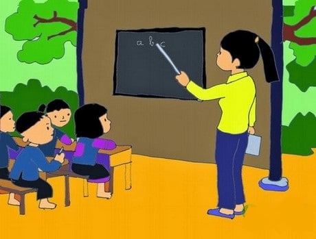 Vẽ cô giáo dạy học đơn giản