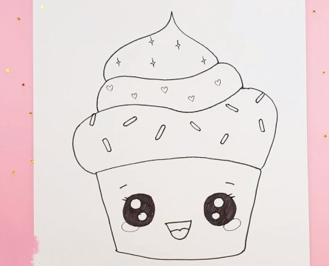 Vẽ cốm trang trí bánh cupcake