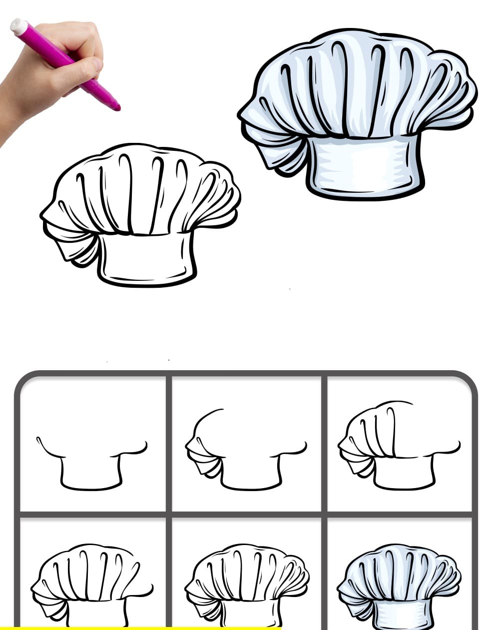 Vẽ hình mũ đầu bếp chi tiết
