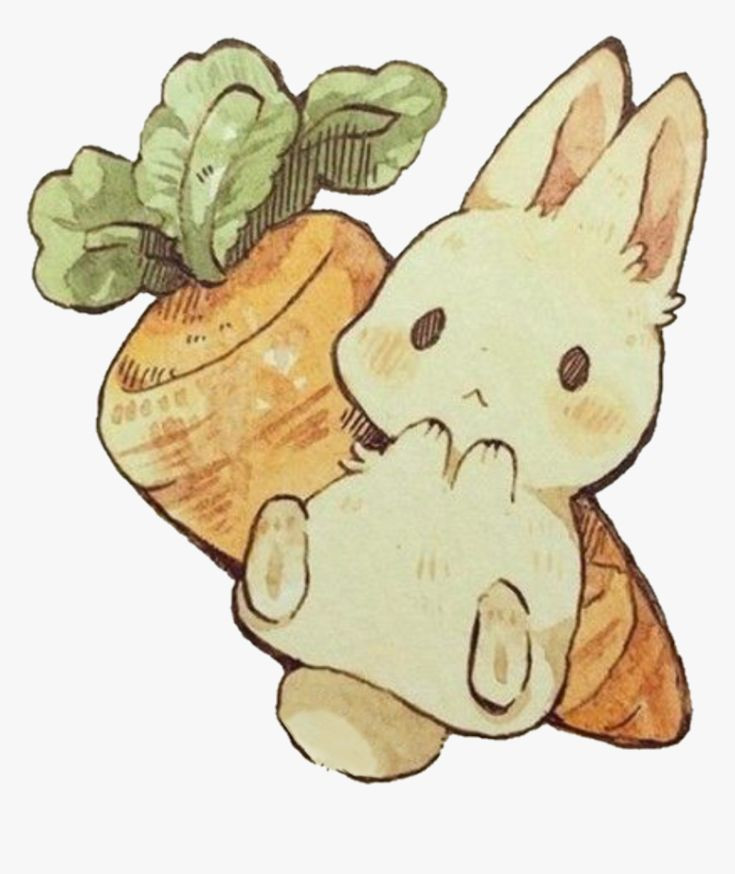 Tranh con thỏ cầm củ cà rốt chuyên nghiệp