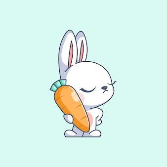 Tranh con thỏ cầm củ cà rốt cute