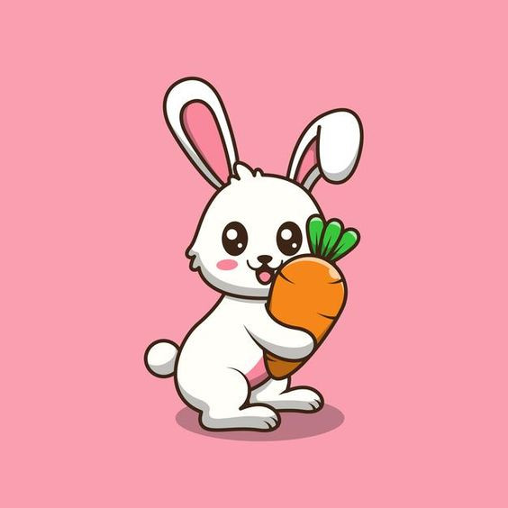 Tranh con thỏ cầm củ cà rốt đáng yêu